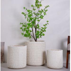 Buy cheap Versatility Checkered Design  Neutral Beige Round Fiber Clay Planter from wholesalers