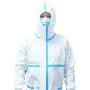 Buy cheap Hospital Disposable Protective Suit Virus Isolation With Blue Tape Customization product