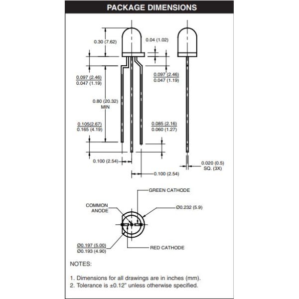 MV5439A Everlight LED Indication 3 Lead BICOLOR Solid State Lamps