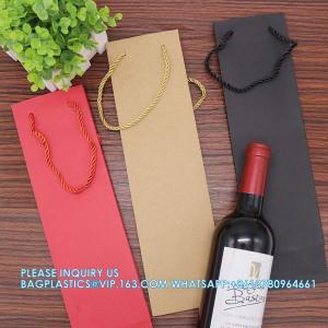 Buy cheap Package Thick Kraft Paper Wine Tote Gift Bags For 1 Bottle, Sturdy Paper Wine Gift Bags With Handles from wholesalers
