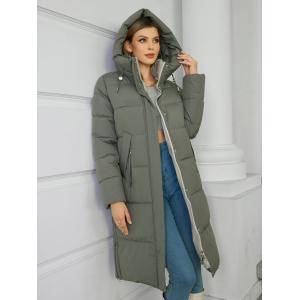 Buy cheap Moderate Womens Knee Length Puffer Coat Green Gray Knee Length Padded Coat from wholesalers