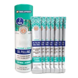 7 Pcs Travel Mouthwash Sachets Coconut Oil Pulling With 7 Essential Oils And