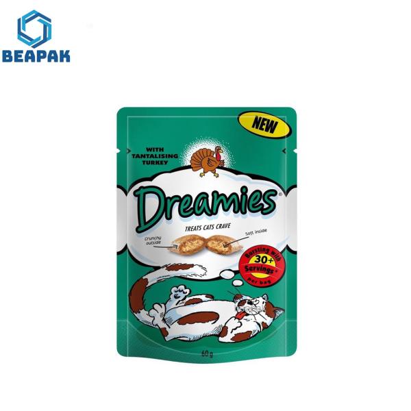 Quality 50 Microns Flat Bottom Resealable Zipper Pet Food Bags for sale