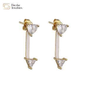 Buy cheap Heart Triangle Colorful Enamel 14K Gold Jewelry Diamond Zircon Stud Earrings from wholesalers