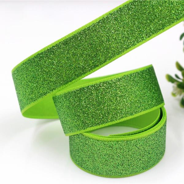 Green Glitter Ribbon Merry Christmas Holiday Party Celebration For Christmas Decoration Metallic Wired Edge Ribbon