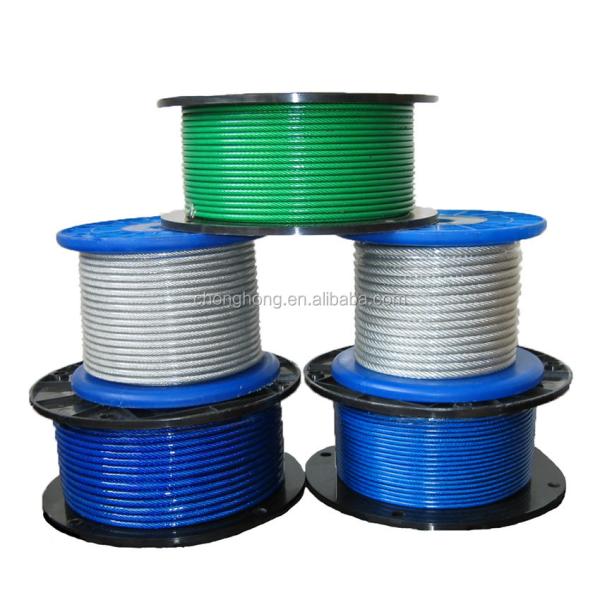 Durable Outdoor Carbon Steel Grade 7x7/7x19 PVC/PP/PE/PU/Nylon Coated Aircraft Cable for Cranes