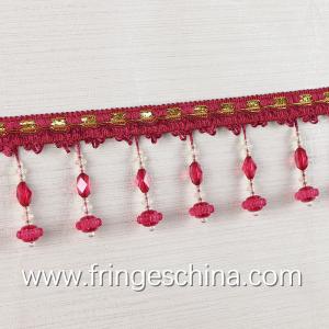 Buy cheap Newest lantern design handmade polyester curtain lace beaded fringes tassels from wholesalers