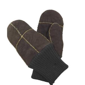 Buy cheap Soft Sheepskin Double Face Leather Mitten Gloves With Knitted Cuff from wholesalers
