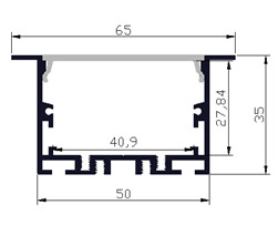 Buy cheap Silver Aluminum Recessed Linear Profile Light Strips Channel U Shape 65*35mm from wholesalers