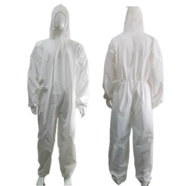 Quality 55gsm-70gsm Micro-porous Hooded Waterproof Protective Clothing for PPE CE Type5/6 for sale