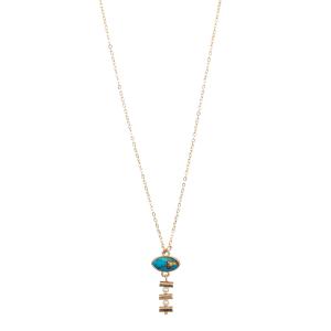 Buy cheap 2 Pearls Handmade Chain Link Necklace Set With Gold Plated Oval Turquoise product