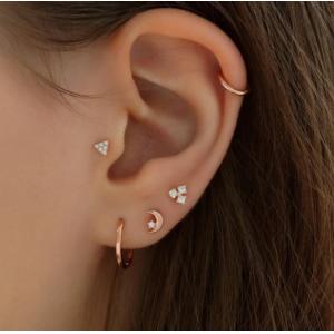 Buy cheap 925 Sterling Silver Tiny CZ Moon Piercing Stud Earring with Ball Screw Back Closure from wholesalers