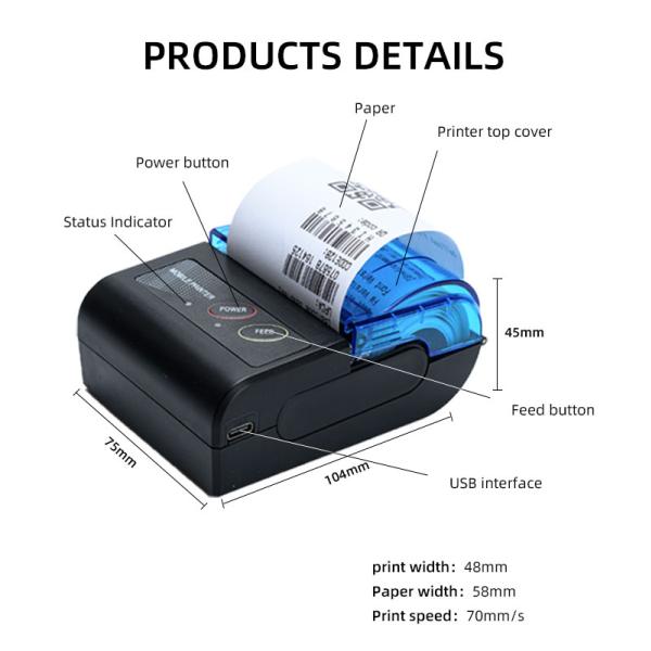 Eryin 58mm Portable Thermal Printer 1- Wireless/USB Interface in the Market