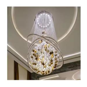 Customized Modern Luxury Large High Ceiling Multi Color Hanging Glass Crystal