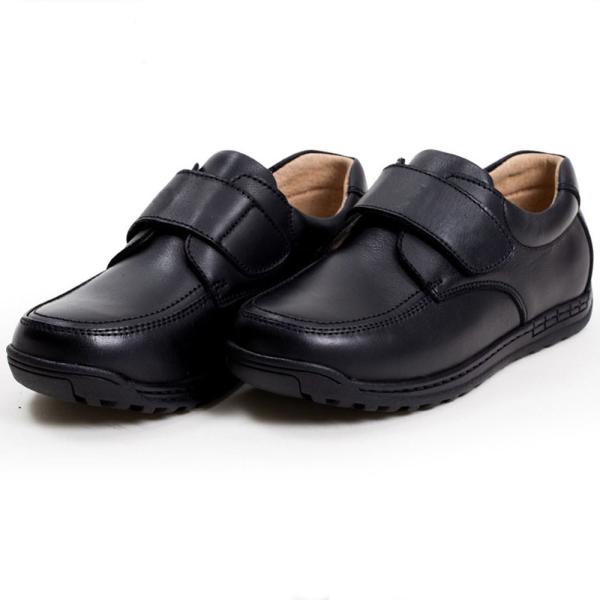 Quality Leather Unisex School Shoes Black  Size 26-45 Flat Heel With Leather Lining for sale