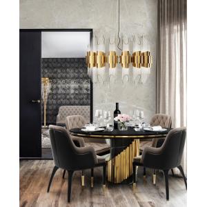 Buy cheap Modern Round Brass Stainless Steel Base Marble Top Dining Table from wholesalers