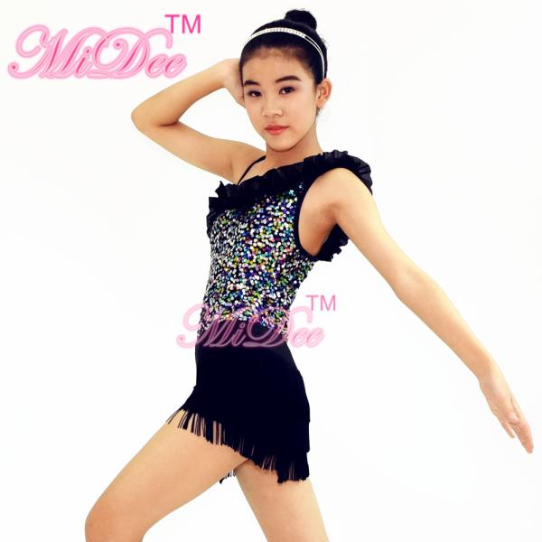 Buy cheap 2 In 1 Jazz Tap Costumes Purple Sequin Dance Leotard Diagonal Ruffle Neck With Short Fringe Skirt from wholesalers
