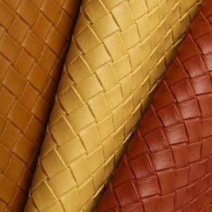 Soft and Durable Embossed Woven Handbag PVC Faux Leather Fabric