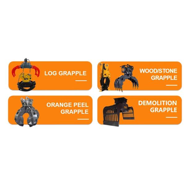 3 ton Hydraulic Excavator Attachments Rotating Wood Grapple Max Jaw Opening 1.5m