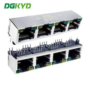 Buy cheap Four Port RJ45 90 Degree Straight Plug Connector 8P8C With Light Gold-plated 6U Modular Socket DGKYD561488AB1A1DB4 from wholesalers