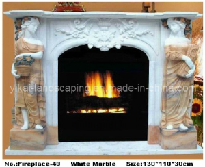 Quality Figure Stone Fireplace Surround by Hand Carved for sale