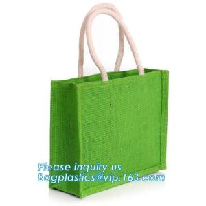 Buy cheap Natural Burlap Tote Shopping Bags Reusable Jute Bags with Full Gusset with Handles Laminated Interior tote shopper pack from wholesalers