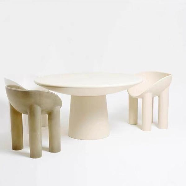 Quality Art Elephant Legs Hotel Coffee Table Fiberglass Simple Round Dining Table Chairs Set for sale