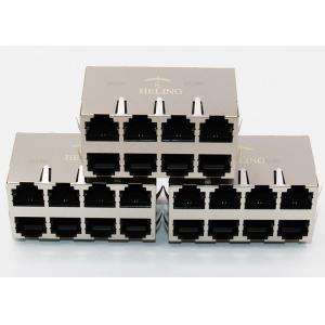 Halogen - Free 2 x 4 Ports RJ11 Modular Jack Right Angle With EMI Finger THT