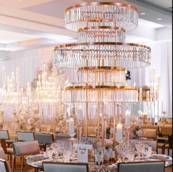 ZT-553 Saixin custom luxury tall five tier circle crystal centerpieces for