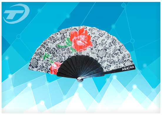 Promotion Plastic Folding Hand Fans / Custom Wedding Hand Fans