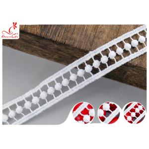 2CM White Guipure Embroidered Lace Trim With Poly Milk Silk Pass OEKO TEX 100