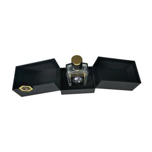 Buy cheap 2 Sides Open Black Textured Perfume Gift Wrapping Boxes Customized With EVA Insert from wholesalers