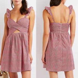 Buy cheap Mini Breathable OEM Dress 2018 Custom Gingham Sun Dress Ruffle from wholesalers