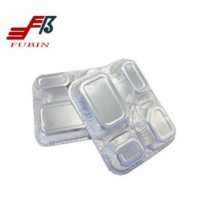 Buy cheap Disposable 650ml 4 Compartment Aluminum Foil Container Lunch Box product
