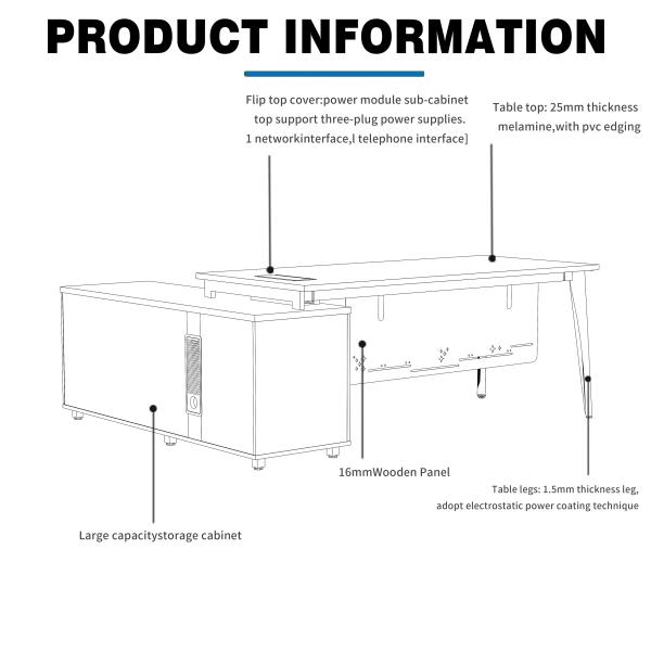 Wood/Steel Commercial Manager Office Desk 1200-2000L*500-900W*750H Mm Ships Within 5-7 Business Days