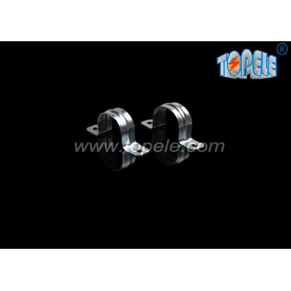 Buy cheap Galvanized Steel EMT Conduit Strap /Plain Saddle Strap Two Holes / Zinc Plated EMT Conduit Fittings from wholesalers