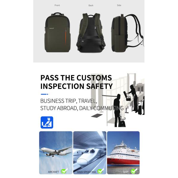 T-B3906 RFID Black Softback Waterproof Laptop Travel Backpack