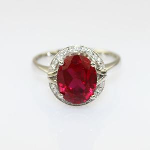 Buy cheap Sterling Silver 8mmx10mm Oval Blue Topaz  Cubic Zircon Ring  (R182) from wholesalers