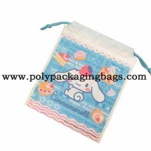 Gravure Printing 100mic Frosted Plastic Drawstring Bags Customized Logo