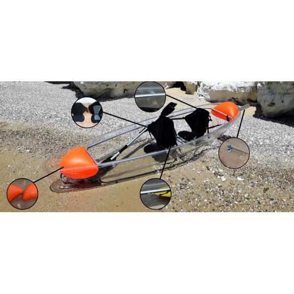 Double Polycarbonate Plastic Crystal Clear Canoe Kayak For Two Person