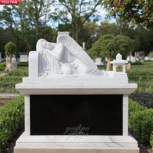 Buy cheap Outdoor Natural White Marble Sleeping Angel Statue Bench Headstone from wholesalers