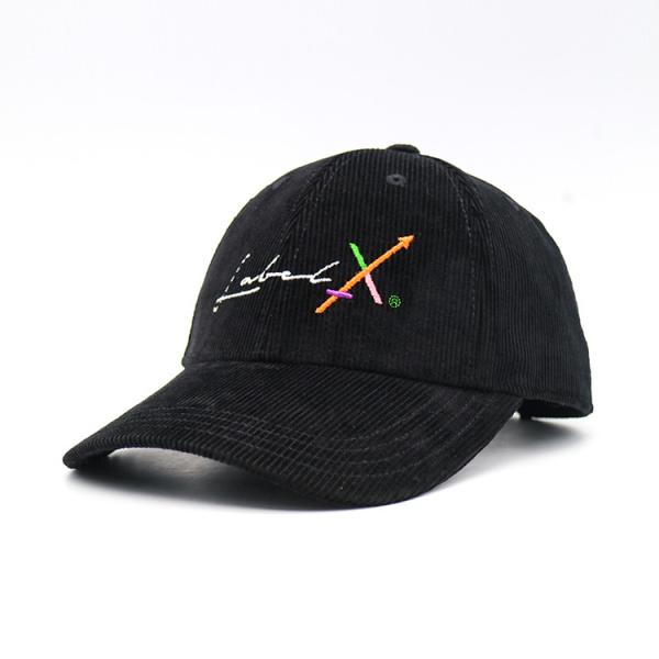 Buy cheap Embroidered Logo And Curved Visor Six-Panel Baseball Cap With Corduroy Fabric from wholesalers
