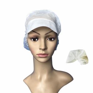 China Disposable Non Woven Peaked Cap Head Cover With Snood on sale
