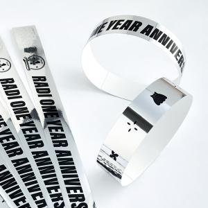 Buy cheap Plastic Fashionable Party Wristbands Support Color Logo and Personalized Service with Glitter Holographic Text to Add to Your Event from wholesalers