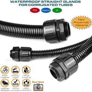 Buy cheap IP68 Plastic Straight Connectors, Adjustable Nylon 6 Cable Glands Waterproof Joints c/w M12~M63 Threads for AD10~AD54.5 Flexible Tubes from wholesalers