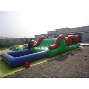 Customized Inflatable Water Parks Obstacle / Inflatable Water Slide With Pool