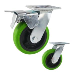 150mm Swivel Plate Green Tpr Tread Heavy Duty Casters With Dual Lock