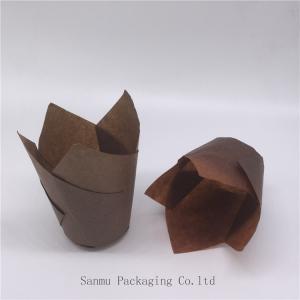 Buy cheap Cake Mold Brown Tulip Cupcake Liners , Tulip Baking Papers Food Grade 4.5cm Bottom from wholesalers