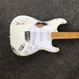 Buy cheap Custom handmade copy of old SRV ST electric guitar 100% handmade Beautiful white polychromatic electric guitar from wholesalers