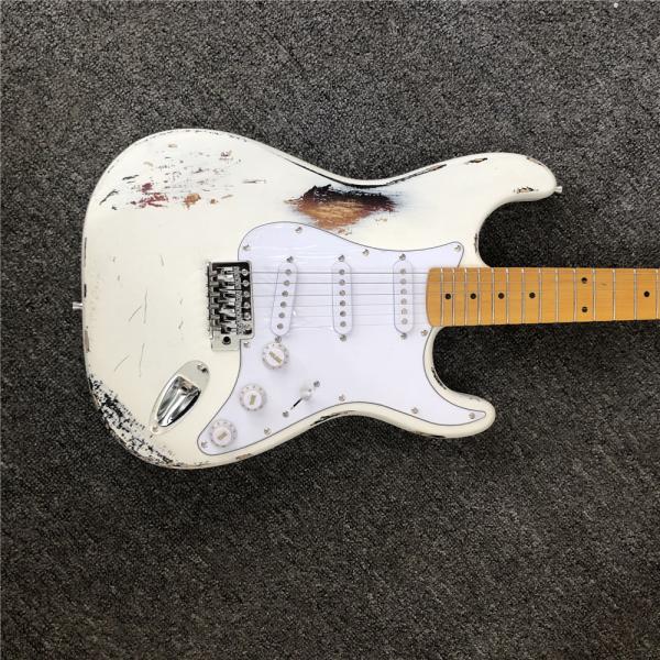 Custom handmade copy of old SRV ST electric guitar 100% handmade Beautiful white polychromatic electric guitar